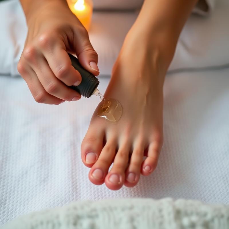 Нанесення олії — етап масажу стоп